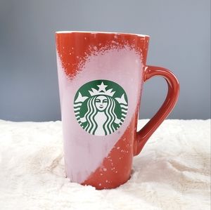 STARBUCKS Love Coffee Mug, Red w/Pink Heart, 16 oz.
